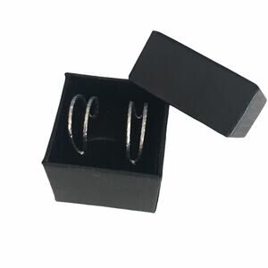 Vintage Half-Moon Open Back Hoop Earrings Silver